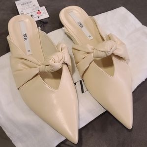 Zara Mules w/Knot Off-White